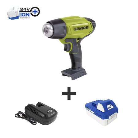 Sun Joe 24V Cordless Heat Gun w/Accessories  DIY, Kit (w/4.0-Amp Battery + Charger) 24V-HG100